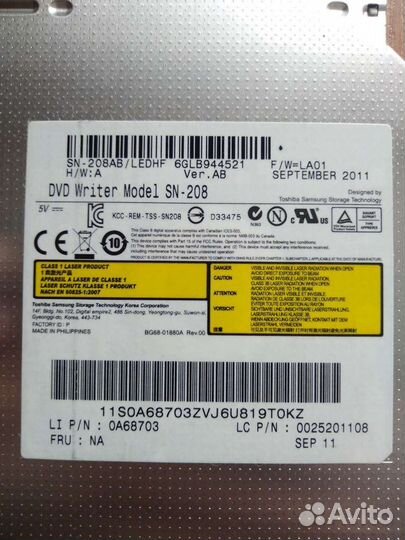 Привод ноутбука Toshiba Samsung SN-208AB/Ledhf