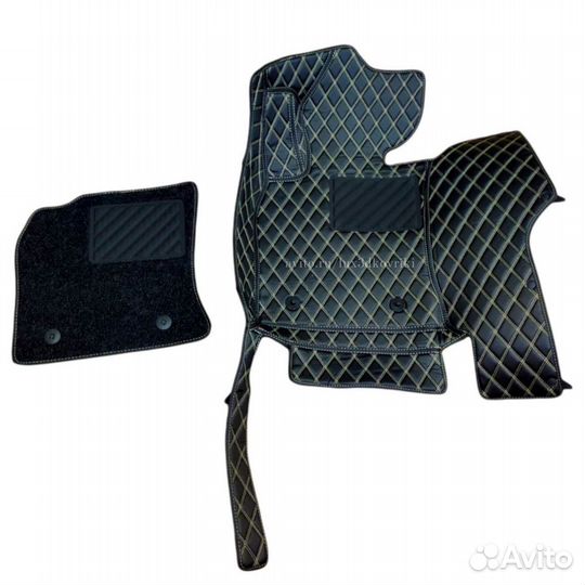 Коврики премиум Mercedes C W205 +ворс. Чёрн/беж