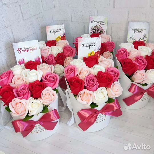 Букеты из мыльных цветов на 8 марта