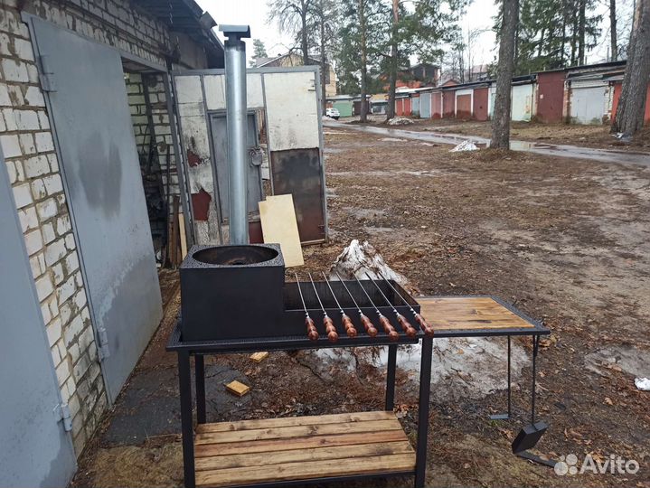 Мангал с печью под казан