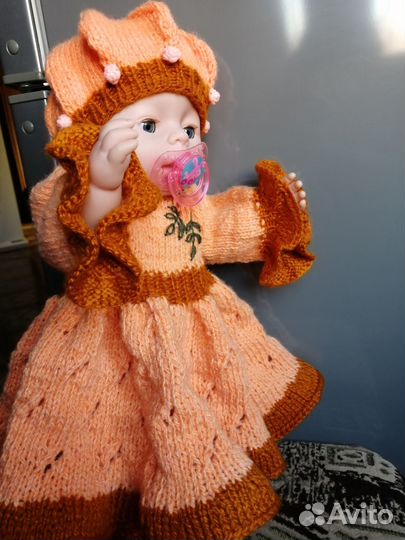 Вязаный комплект одежды для пупса Бэби Бон(43 см)