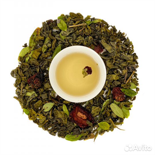 Чай зеленый с добавками Земляника со сливками