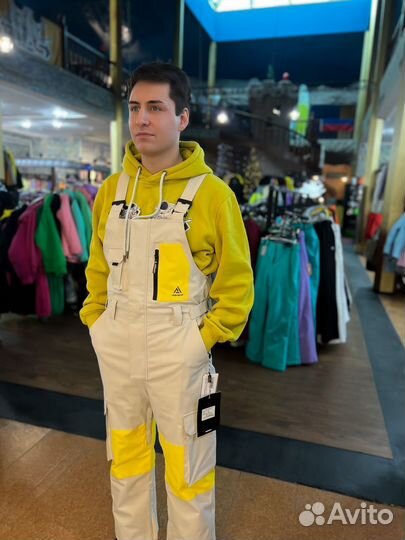 Полукомбинезон горнолыжный унисекс бежевый/желт