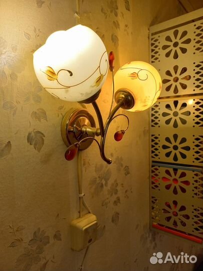 Люстра потолочная + бра подвесная бу