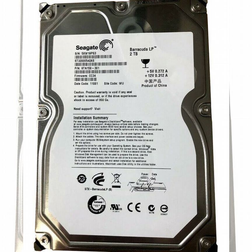 [ST32000542AS] Жесткий Диск Seagate 2tb Sata2 3.5 St32000542as