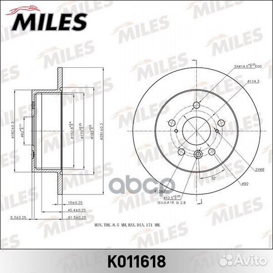 Диск тормозной K011618 Miles