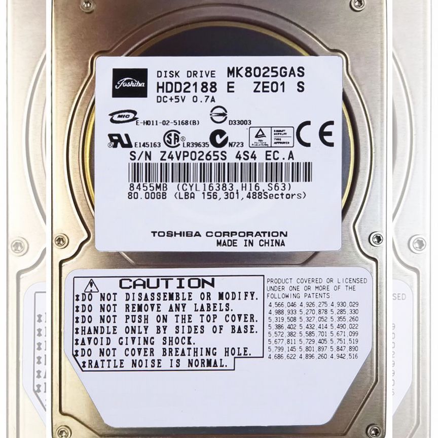 [MK8025GAS] Жесткий Диск Toshiba 80gb Ide 2,5" Mk8025gas