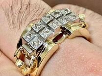 Золотое кольцо с бриллиантом мужское