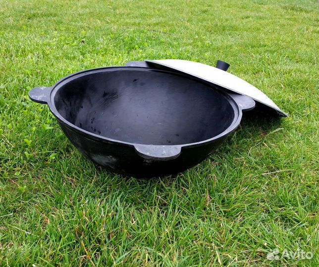Казан чугунный узбекский 16л плоское дно