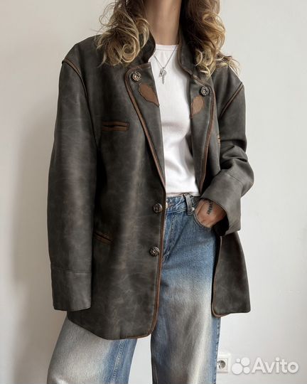 Винтажный пиджак, унисекс, XL