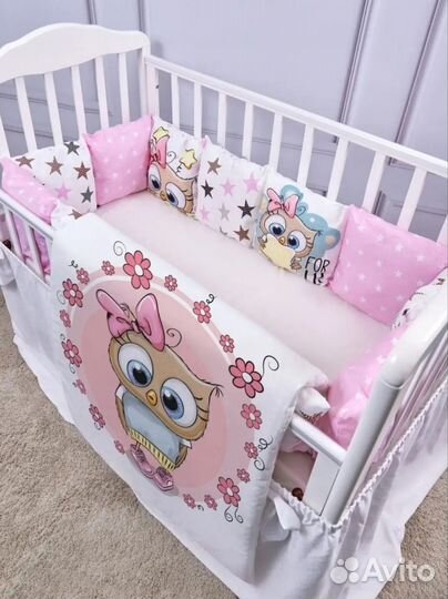 Бортики в кроватку+ одеяло. Две расцветки