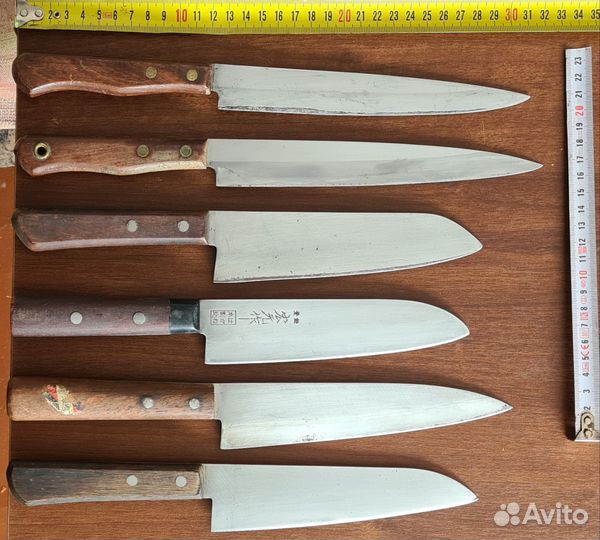 Японский кухонный нож. Дамасск. Ламинат. Клейма