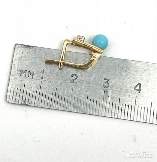 Золотые серьги с Прес.Бирюзой