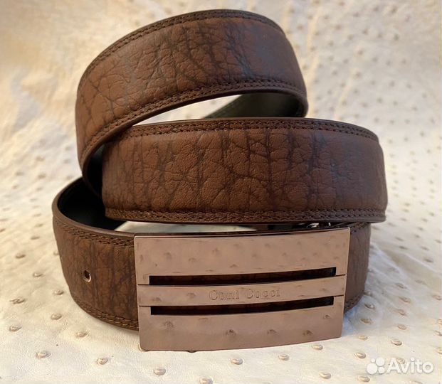 Мужской кожаный ремень, светло - коричневый