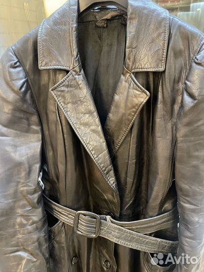 Кожаное пальто винтажное