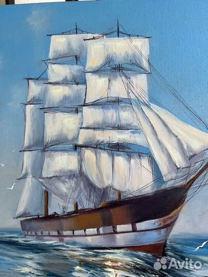 Картина маслом корабль в море