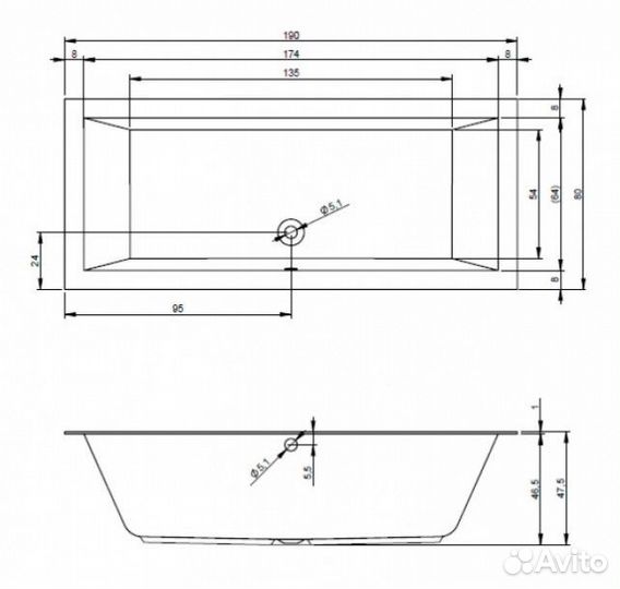 Ванна акриловая Riho Lugo 190x80