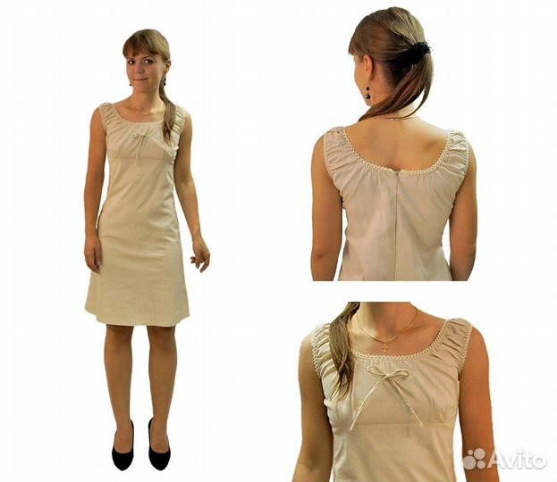 Хлопковое платье кремового цвета S