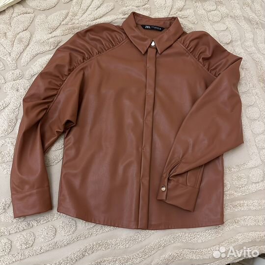 Рубашка zara эко кожа