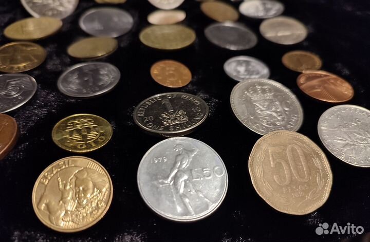 Набор иностранных монет 30 шт экзотика