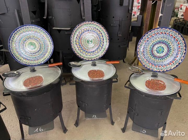 Казан чугунный. Печь под казан. Ляган. Пчак