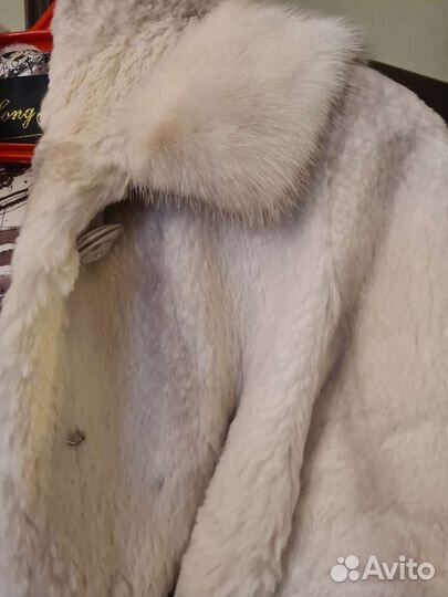 Шуба кролик с отделкой норка