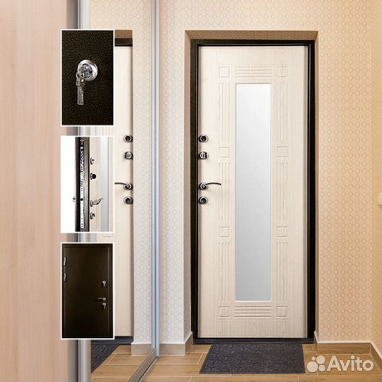 Дверь с зеркалом входная железная купить