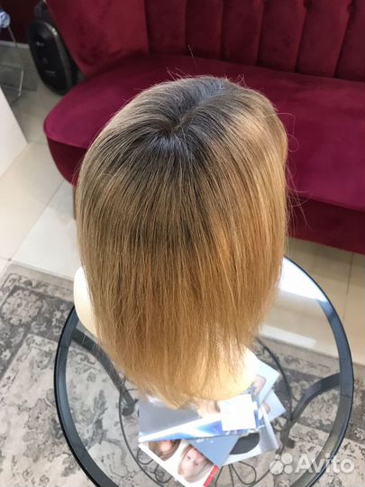 Накладка из натуральных волос с чёлкой (25см)