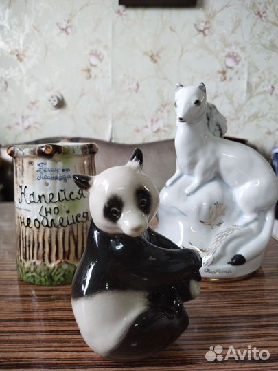 Статуэтка фарфор лфз панда, штоф-графин, кружка