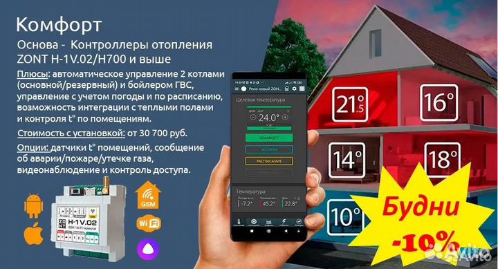 Zont, Автоматика котельной, монтаж, настройка