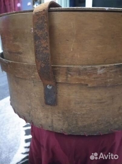 Антикварная шляпная коробка, деревянная