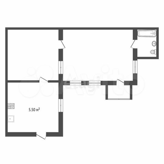 2-к. квартира, 42,8 м², 4/4 эт.