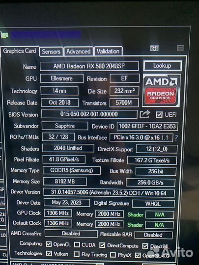 Sapphire pulse rx580 8g новый