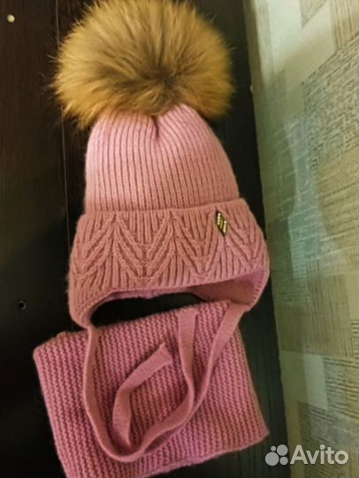 Шапка +снуд зимняя