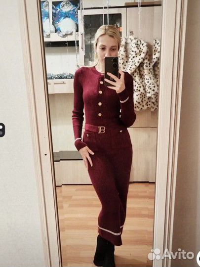 Платье женское в рубчик с пояском 42-48