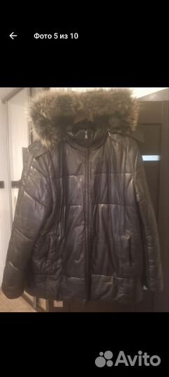 Мужской кожаный пуховик