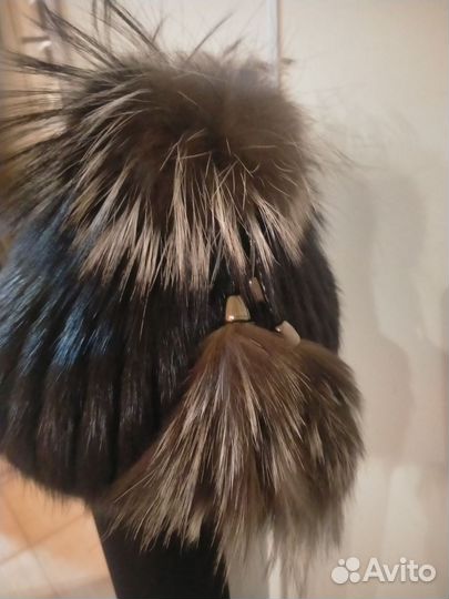 Шапка зимняя женская норковая с чернобуркой