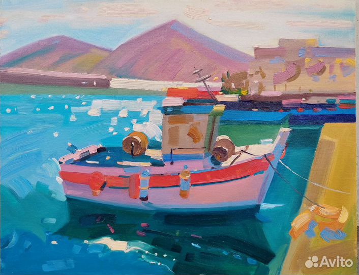 Картина маслом на холсте, морской пейзаж, Катерок