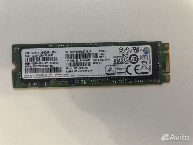 SSD Samsung 128Gb M.2 nvme PM871 mznln128hcgr купить в Москве ...