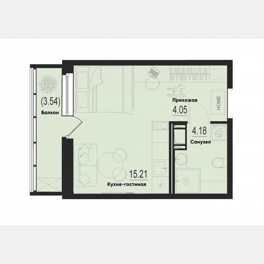 Квартира-студия, 24,5 м², 4/12 эт.