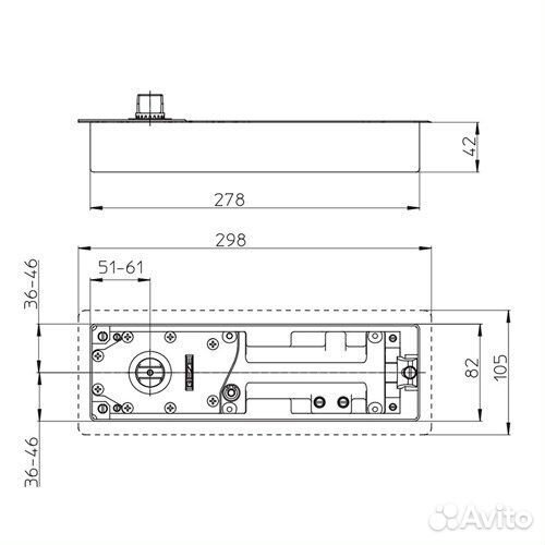 Доводчик напольный врезной для стекл. дверей