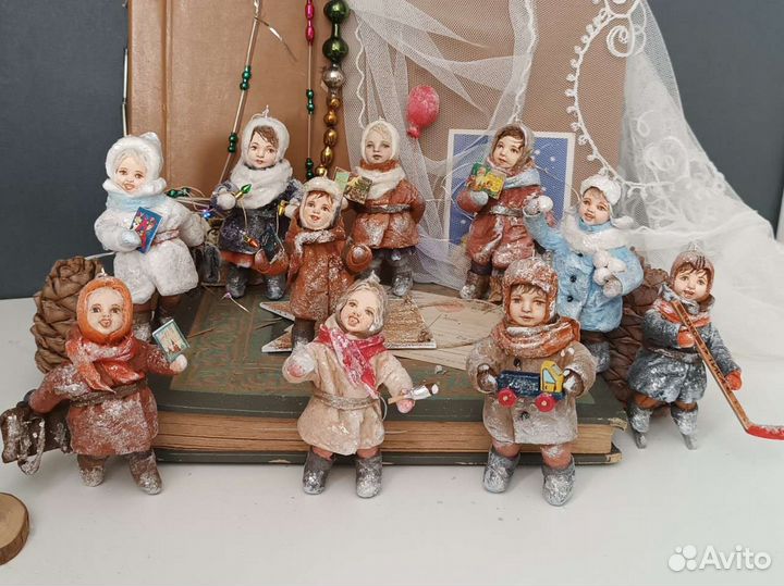 Ватные елочные игрушки СССР