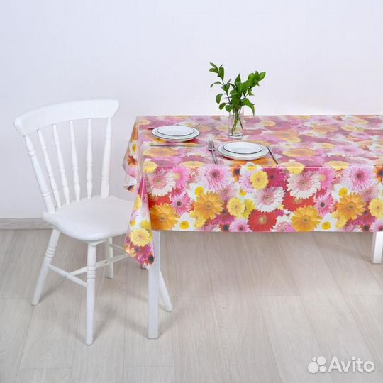 Клеёнка столовая на тканевой основе «Герберы», 1,2