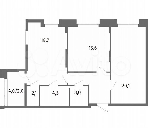 2-к. квартира, 73,4 м², 11/13 эт.