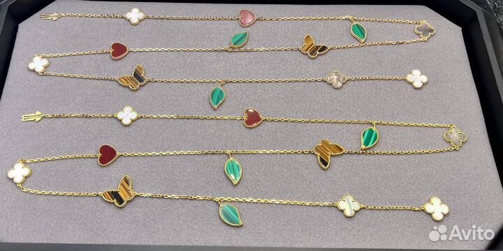 Колье серьги браслет van cleef lucky alhambra