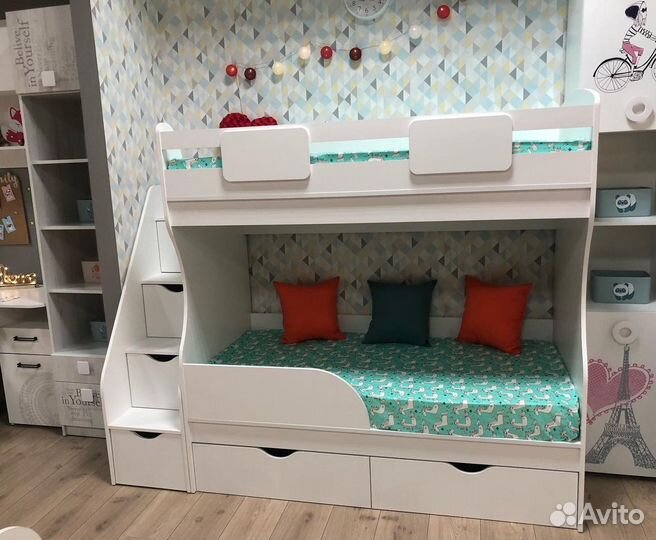 Кровать 2-х ярусная детская Альфа Мини (пр/лев)