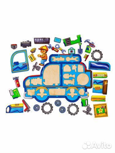 Многослойный деревянный пазл джип