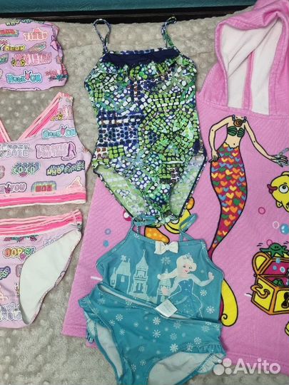 Купальники детские, бандана, пончо(набор)