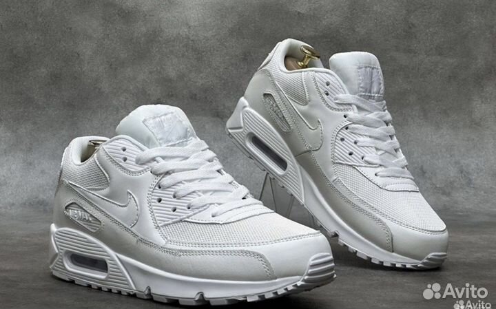 Nike Air Max 90 Белые (кожа/сетка)