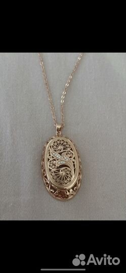 Кулон с цепочкой покрытие золото 585 пробы